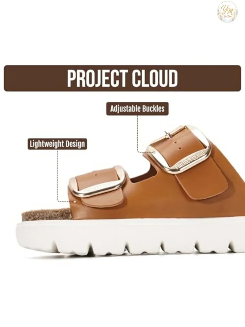 Genuine Leather Platform Sandals Women Cork Footbed Slip On 1.7